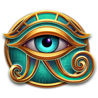 金藍色荷魯斯之眼，中央藍光閃耀，象徵守護與爆分能量的核心符號。